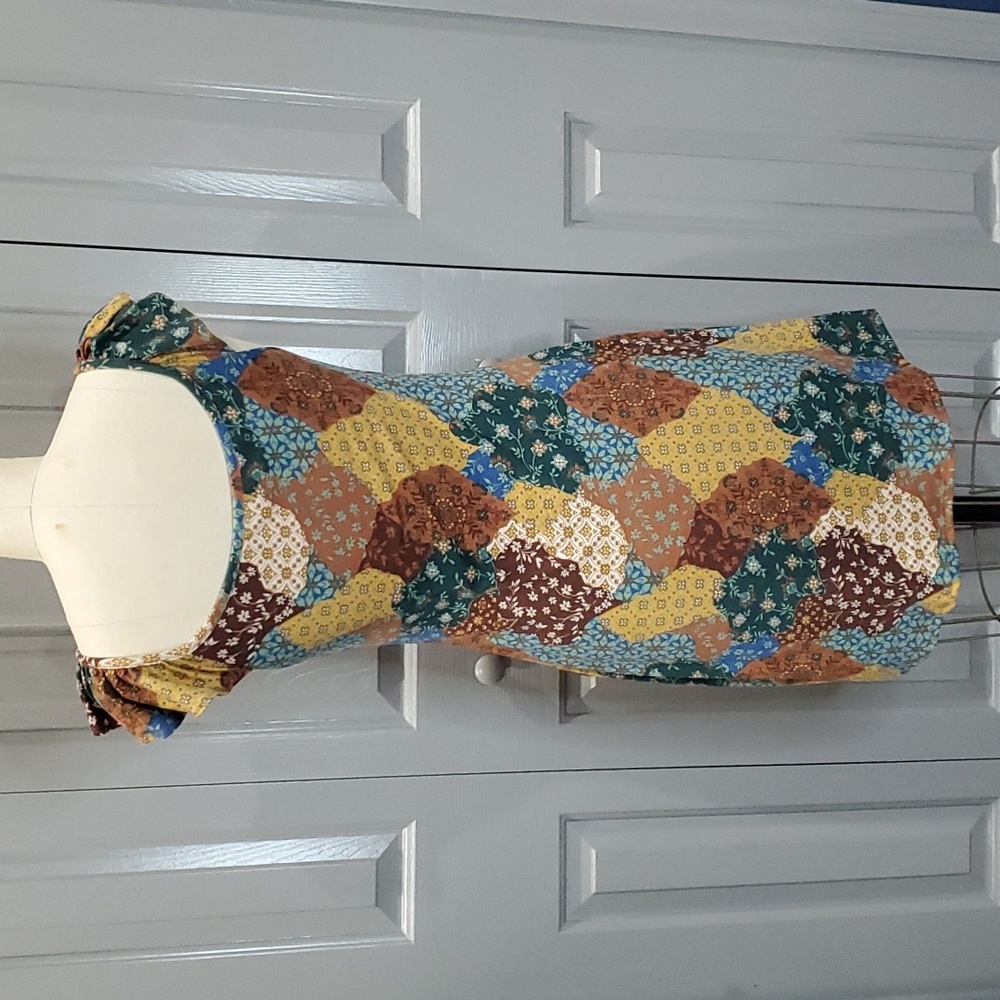 Earthbound Size Medium Knit Patchwork Ruffle Midi… - image 3